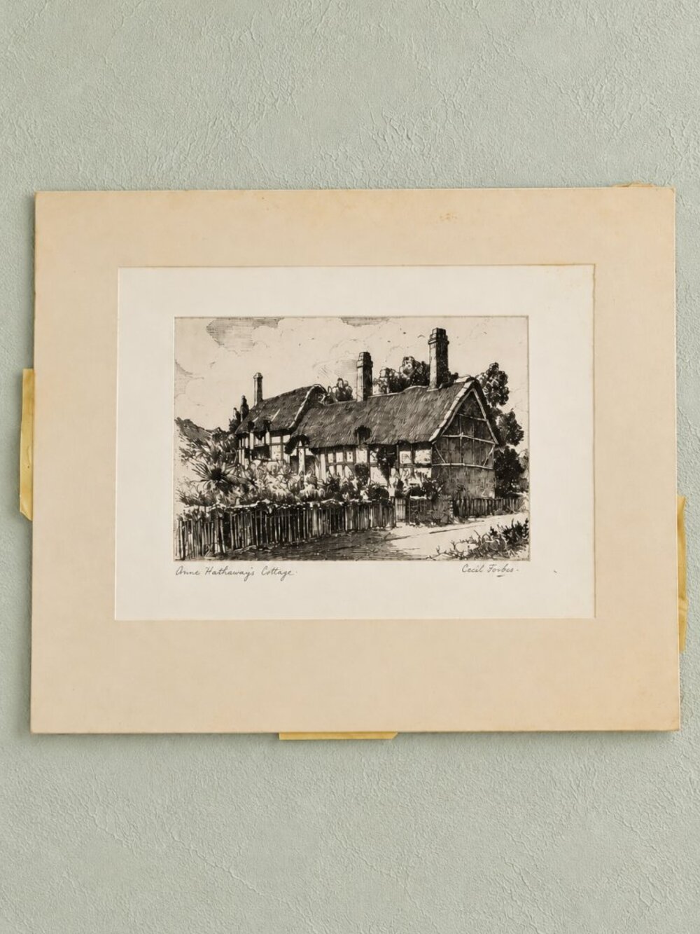 ART PRINT Anne Hathaway Thatched English Cottage Picture by Cecil Forbes Vintage